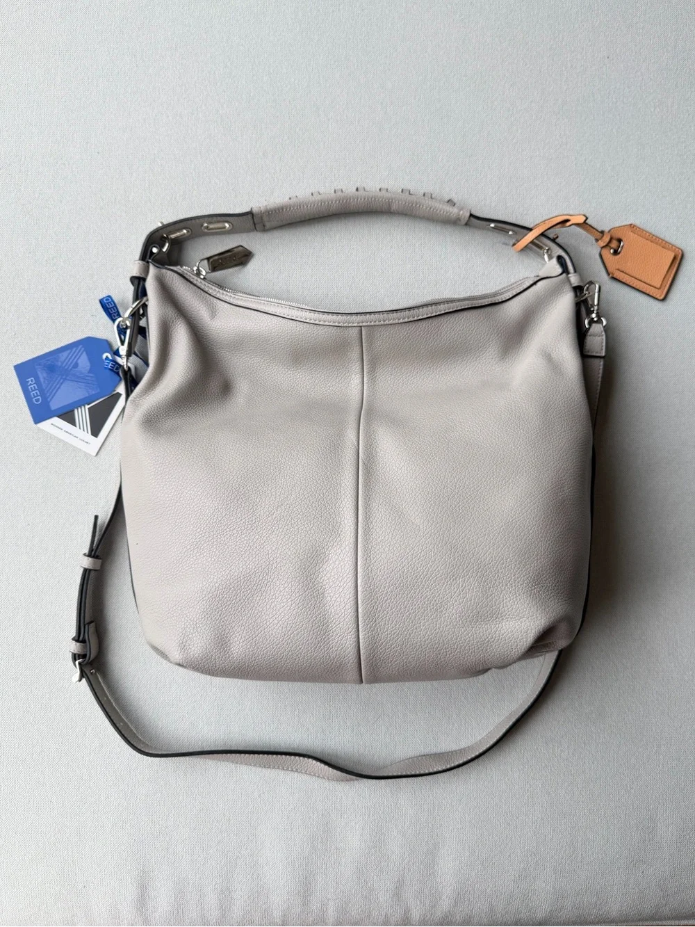 NWT REED RK Grey Cadet Hobo Slouchy Vegan Leather Shoulder Bag Crossbody Purse